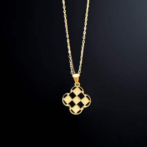 Floral Black Pendant Necklace